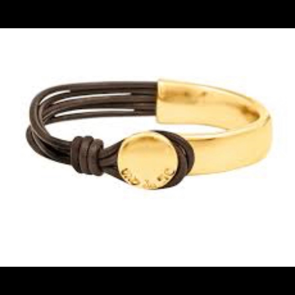 🚨Sale🚨Uno De50 Gold and Brown Leather Bracelet